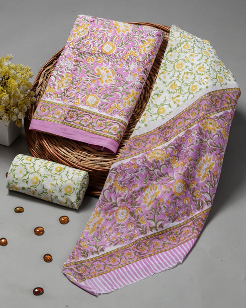 Elegant Jaal Print Cotton Suit Set with Mulmul Dupatta (PRMUL89)